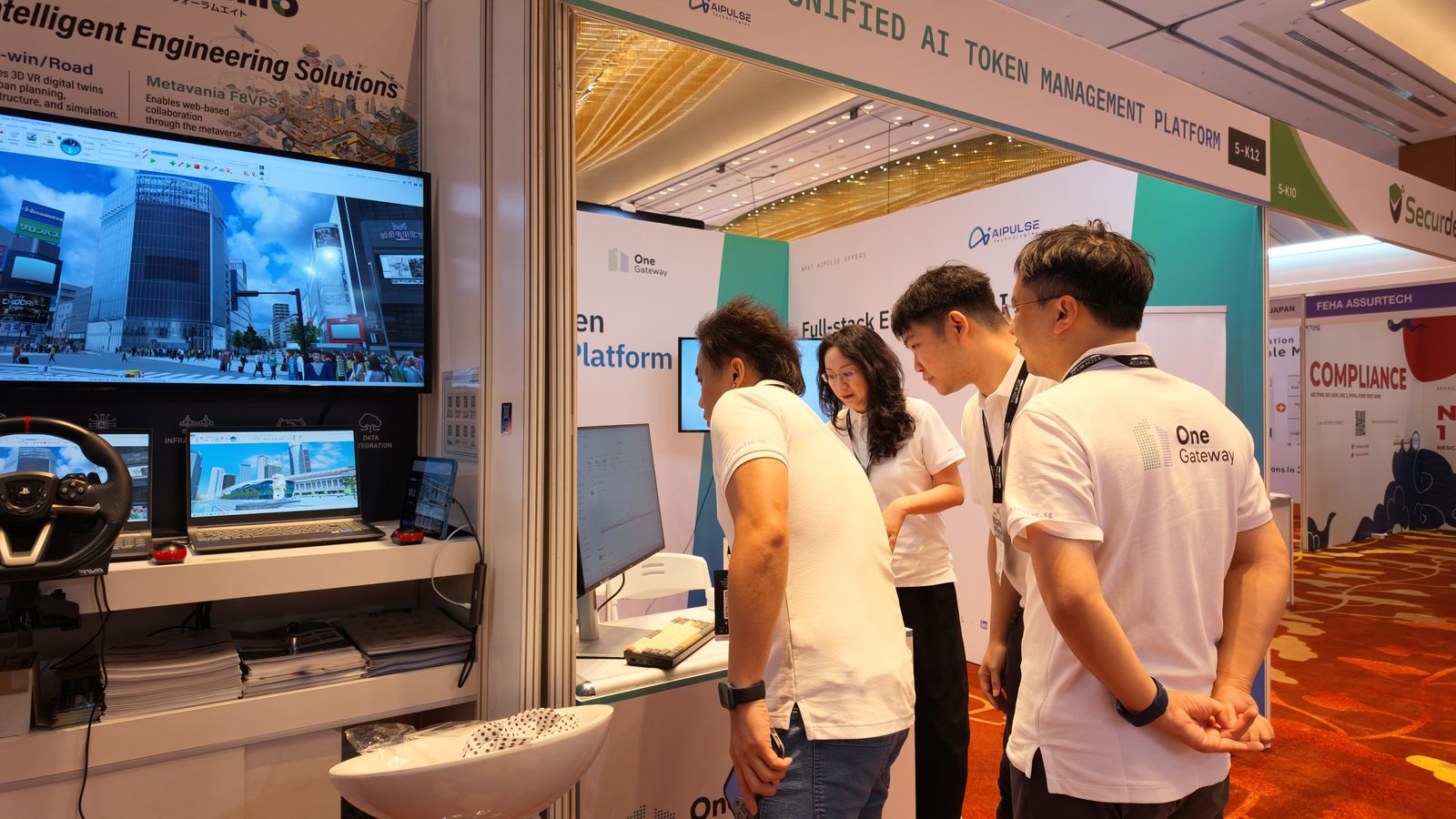 Visitors at the OneGateway demo screens.